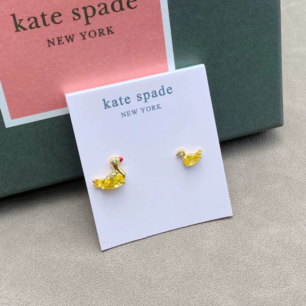 kate spade Asymmetrical Yellow Duck Earrings with Colorful CZ
